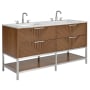 BEMMA Diamond 60" Free Standing Double Basin Vanity Set with Cabinet and Vanity Top Walnut / Carrara Marble Top / Brushed Nickel Hardware
