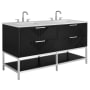BEMMA Diamond 60" Free Standing Double Basin Vanity Set with Cabinet and Vanity Top Charcoal Black / White Quartz Top / Brushed Nickel Hardware