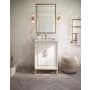 BEMMA Gracie 24" Free Standing Single Basin Vanity Set with Cabinet and Vanity Top Satin White / White Quartz Top / Satin Brass Hardware
