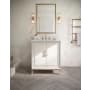 BEMMA Gracie 30" Free Standing Single Basin Vanity Set with Cabinet and Vanity Top Satin White / White Quartz Top / Satin Brass Hardware
