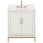 BEMMA Gracie 30" Free Standing Single Basin Vanity Set with Cabinet and Vanity Top Satin White / Calacatta Quartz Top / Satin Brass Hardware