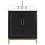BEMMA Gracie 30" Free Standing Single Basin Vanity Set with Cabinet and Vanity Top Midnight Black / Calacatta Quartz Top / Satin Brass Hardware