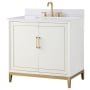 BEMMA Gracie 36" Free Standing Single Basin Vanity Set with Cabinet and Vanity Top Satin White / Calacatta Quartz Top / Satin Brass Hardware