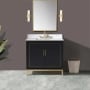 BEMMA Gracie 36" Free Standing Single Basin Vanity Set with Cabinet and Vanity Top Midnight Black / White Quartz Top / Satin Brass Hardware