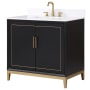 BEMMA Gracie 36" Free Standing Single Basin Vanity Set with Cabinet and Vanity Top Midnight Black / Calacatta Quartz Top / Satin Brass Hardware