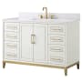 BEMMA Gracie 48" Free Standing Single Basin Vanity Set with Cabinet and Vanity Top Satin White / Calacatta Quartz Top / Satin Brass Hardware