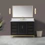 BEMMA Gracie 48" Free Standing Single Basin Vanity Set with Cabinet and Vanity Top Midnight Black / White Quartz Top / Satin Brass Hardware