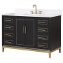 BEMMA Gracie 48" Free Standing Single Basin Vanity Set with Cabinet and Vanity Top Midnight Black / Calacatta Quartz Top / Satin Brass Hardware