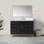 BEMMA Gracie 48" Free Standing Single Basin Vanity Set with Cabinet and Vanity Top Midnight Black / Carrara Marble Top / Satin Brass Hardware