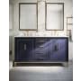 BEMMA Gracie 60" Free Standing Double Basin Vanity Set with Cabinet and Vanity Top Pacific Blue / White Quartz Top / Satin Brass Hardware
