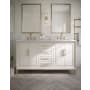 BEMMA Gracie 60" Free Standing Double Basin Vanity Set with Cabinet and Vanity Top Satin White / White Quartz Top / Satin Brass Hardware