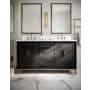 BEMMA Gracie 60" Free Standing Double Basin Vanity Set with Cabinet and Vanity Top Midnight Black / White Quartz Top / Satin Brass Hardware