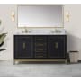 BEMMA Gracie 60" Free Standing Double Basin Vanity Set with Cabinet and Vanity Top Midnight Black / Carrara Marble Top / Satin Brass Hardware