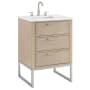 BEMMA Markham 24" Free Standing Single Basin Vanity Set with Cabinet and Vanity Top Cashmere Grey / White Quartz Top / Brushed Nickel Hardware