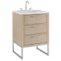 BEMMA Markham 24" Free Standing Single Basin Vanity Set with Cabinet and Vanity Top Cashmere Grey / Calacatta Quartz Top / Brushed Nickel Hardware