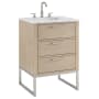 BEMMA Markham 24" Free Standing Single Basin Vanity Set with Cabinet and Vanity Top Cashmere Grey / Carrara Marble Top / Brushed Nickel Hardware