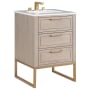 BEMMA Markham 24" Free Standing Single Basin Vanity Set with Cabinet and Vanity Top Cashmere Grey / Carrara Marble Top / Satin Brass Hardware