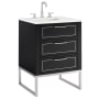 BEMMA Markham 24" Free Standing Single Basin Vanity Set with Cabinet and Vanity Top Midnight Black / White Quartz Top / Brushed Nickel Hardware