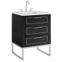 BEMMA Markham 24" Free Standing Single Basin Vanity Set with Cabinet and Vanity Top Midnight Black / Calacatta Quartz Top / Brushed Nickel Hardware