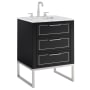 BEMMA Markham 24" Free Standing Single Basin Vanity Set with Cabinet and Vanity Top Midnight Black / Carrara Marble Top / Brushed Nickel Hardware