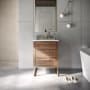 BEMMA Markham 24" Free Standing Single Basin Vanity Set with Cabinet and Vanity Top Walnut / White Quartz Top / Satin Brass Hardware
