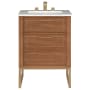 BEMMA Markham 24" Free Standing Single Basin Vanity Set with Cabinet and Vanity Top Walnut / Carrara Marble Top / Satin Brass Hardware