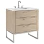 BEMMA Markham 30" Free Standing Single Basin Vanity Set with Cabinet and Vanity Top Cashmere Grey / White Quartz Top / Brushed Nickel Hardware