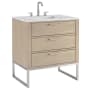 BEMMA Markham 30" Free Standing Single Basin Vanity Set with Cabinet and Vanity Top Cashmere Grey / Calacatta Quartz Top / Brushed Nickel Hardware
