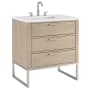 BEMMA Markham 30" Free Standing Single Basin Vanity Set with Cabinet and Vanity Top Cashmere Grey / Carrara Marble Top / Brushed Nickel Hardware
