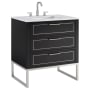 BEMMA Markham 30" Free Standing Single Basin Vanity Set with Cabinet and Vanity Top Midnight Black / Carrara Marble Top / Brushed Nickel Hardware