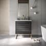 BEMMA Markham 30" Free Standing Single Basin Vanity Set with Cabinet and Vanity Top Midnight Black / Carrara Marble Top / Satin Brass Hardware