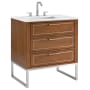 BEMMA Markham 30" Free Standing Single Basin Vanity Set with Cabinet and Vanity Top Walnut / White Quartz Top / Brushed Nickel Hardware