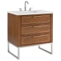 BEMMA Markham 30" Free Standing Single Basin Vanity Set with Cabinet and Vanity Top Walnut / Calacatta Quartz Top / Brushed Nickel Hardware