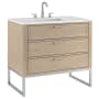 BEMMA Markham 36" Free Standing Single Basin Vanity Set with Cabinet and Vanity Top Cashmere Grey / White Quartz Top / Brushed Nickel Hardware