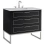 BEMMA Markham 36" Free Standing Single Basin Vanity Set with Cabinet and Vanity Top Midnight Black / White Quartz Top / Brushed Nickel Hardware