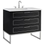 BEMMA Markham 36" Free Standing Single Basin Vanity Set with Cabinet and Vanity Top Midnight Black / Calacatta Quartz Top / Brushed Nickel Hardware