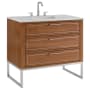 BEMMA Markham 36" Free Standing Single Basin Vanity Set with Cabinet and Vanity Top Walnut / Carrara Marble Top / Brushed Nickel Hardware