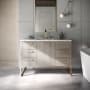 BEMMA Markham 48" Free Standing Single Basin Vanity Set with Cabinet and Vanity Top Cashmere Grey / White Quartz Top / Satin Brass Hardware