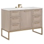 BEMMA Markham 48" Free Standing Single Basin Vanity Set with Cabinet and Vanity Top Cashmere Grey / Calacatta Quartz Top / Satin Brass Hardware