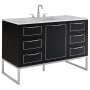 BEMMA Markham 48" Free Standing Single Basin Vanity Set with Cabinet and Vanity Top Midnight Black / Carrara Marble Top / Brushed Nickel Hardware