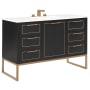BEMMA Markham 48" Free Standing Single Basin Vanity Set with Cabinet and Vanity Top Midnight Black / Calacatta Quartz Top / Satin Brass Hardware