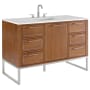 BEMMA Markham 48" Free Standing Single Basin Vanity Set with Cabinet and Vanity Top Walnut / White Quartz Top / Brushed Nickel Hardware