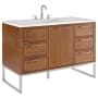 BEMMA Markham 48" Free Standing Single Basin Vanity Set with Cabinet and Vanity Top Walnut / Calacatta Quartz Top / Brushed Nickel Hardware