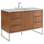 BEMMA Markham 48" Free Standing Single Basin Vanity Set with Cabinet and Vanity Top Walnut / Carrara Marble Top / Brushed Nickel Hardware