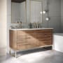 BEMMA Markham 48" Free Standing Single Basin Vanity Set with Cabinet and Vanity Top Walnut / Carrara Marble Top / Satin Brass Hardware