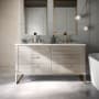 BEMMA Markham 60" Free Standing Double Basin Vanity Set with Cabinet and Vanity Top Cashmere Grey / Carrara Marble Top / Satin Brass Hardware