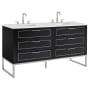 BEMMA Markham 60" Free Standing Double Basin Vanity Set with Cabinet and Vanity Top Midnight Black / White Quartz Top / Brushed Nickel Hardware