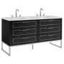 BEMMA Markham 60" Free Standing Double Basin Vanity Set with Cabinet and Vanity Top Midnight Black / Calacatta Quartz Top / Brushed Nickel Hardware