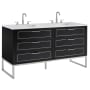 BEMMA Markham 60" Free Standing Double Basin Vanity Set with Cabinet and Vanity Top Midnight Black / Carrara Marble Top / Brushed Nickel Hardware