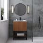 BEMMA Terra 24" Free Standing Single Basin Vanity Set with Cabinet and Vanity Top Walnut / White Quartz Top / Matte Black Hardware